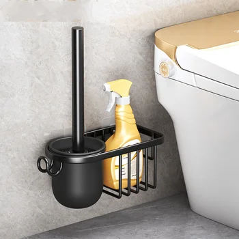 Space Алюминиевый унитаз для мытья Ершик для унитаза Туалетные принадлежности Настенный держатель для унитаза без перфорации