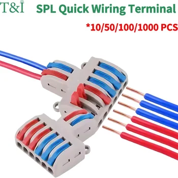 SPL-1/2/3/4/5 SPL-42/62 Универсальные быстрорычажные соединители проводов Клеммы электрических проводов для любых цепей Линейные соединения 28-12 AWG