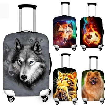 Stretch 3d Animal Wolf Cat Print Дорожные чехлы для багажа Эластичный чемодан Протектор Чехол Багажник Чехол Съемные
