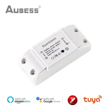 Tuya Zigbee 3.0 Умный выключатель света 10A Реле Таймер APP Пульт дистанционного управления, совместимый с голосовым управлением Smart Life Alexa Google Home
