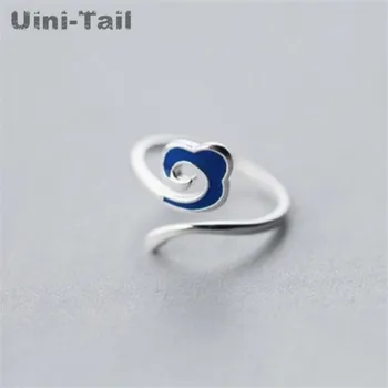 Uini-Tail горячее новое серебро 925 пробы корейское сладкое синее благоприятное кольцо кольцо искусство маленькое свежее облако кольцо сладкий подарок для девочки GN310