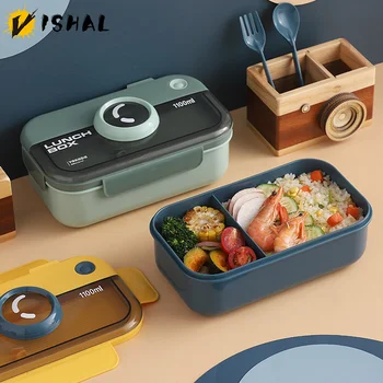 VISHAL Creative Camera Ланч-бокс для детей Взрослый портативный микроволновый ланч-бокс Однослойный пластиковый герметичный контейнер для пищевых продуктов