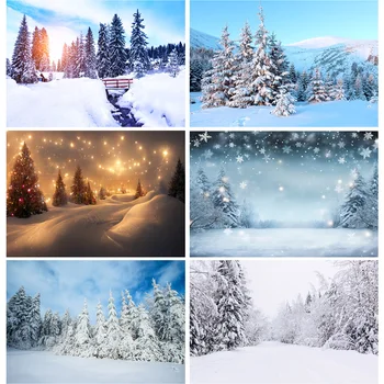 ZHISUXI Рождественская фотография Фоны Белый снег Пейзаж Сосновая гора Зимняя фотостудия Фон QS-73