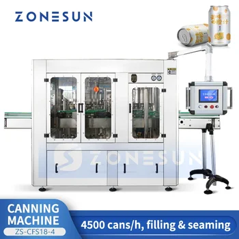 ZONESUN Автоматическая машина для розлива и укупорки жестяных банок Закаточная машина ZS-CFS18-4
