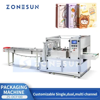 ZONESUN Горизонтальная упаковочная машина для формовки и наполнения и запайки 4-стороннее упаковочное оборудование ZS-DCF100