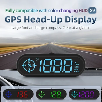  Автомобильный проекционный дисплей G9 Hud Часы Компас GPS Спидометр KMH Mph Тестер Цифровой счетчик Бортовой компьютер Автомобильные аксессуары