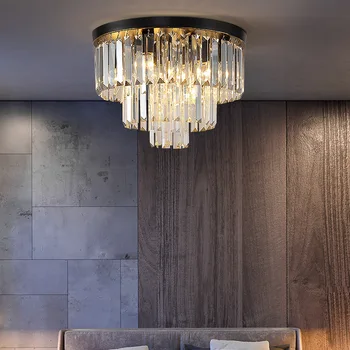 Американский роскошный хрустальный светодиодный потолочный светильник Postmodern для гостиной, спальни, потолочного светильника, прихожей, бытовой хрустальной лампы