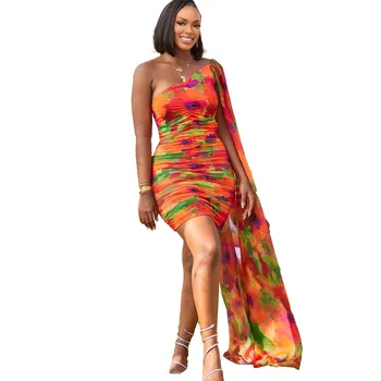 Африканский принт Платья для женщин Лето Сексуальное Африканское Безрукавное Вечернее Мини Платье Дашики Африканская Одежда Облегающее Платье