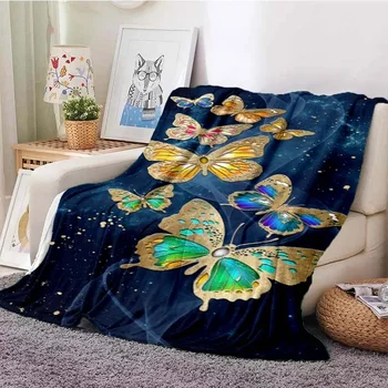  Бабочка Принт Уютное одеяло Чехол для дивана Мягкое диванное одеяло Мягкое теплое фланелевое одеяло Подарок на день рождения Тонкие одеяла