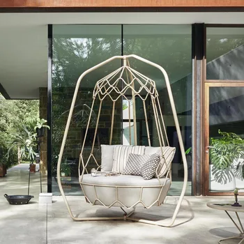 Балкон подвесная корзина на открытом воздухе скандинавское кресло-качели во дворе вилла для отдыха одноместный диван комбинация мебели
