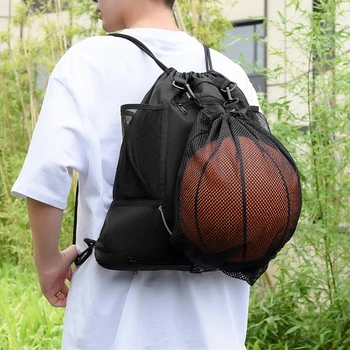 Баскетбольные сумки через плечо на шнурке, складной футбольный рюкзак для мальчиков, спортивная сумка, спортивные мешки с двойными портативными сетчатыми сумками