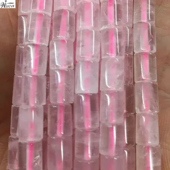 бесплатная доставка красивые ювелирные изделия 5x7 мм натуральный розовый кристалл цилиндрические проставки женщины мужчины свободные бусины fg8663