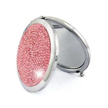 Блестящее алмазное косметическое зеркало Портативное двухстороннее складное карманное зеркало для макияжа Женщины 2X лупа Туалетное зеркало Инструменты для макияжа