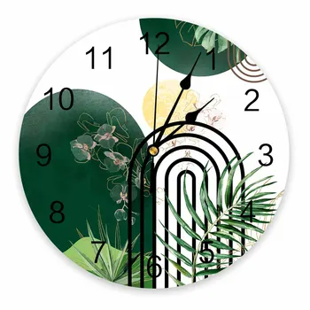 Богемные абстрактные акварельные листья печатные настенные часы современные бесшумные часы гостиная домашний декор настенные часы