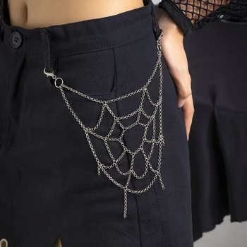 Боковая панк-цепь на джинсовых брюках для женщин унисекс egirl eBoy Личность Spider Web Брелки Harajuku Goth Эстетические ювелирные изделия