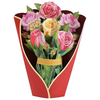 Бумажные всплывающие открытки, букет цветов розы 3D всплывающие поздравительные открытки для мамы День матери Поздравительные открытки на все случаи жизни