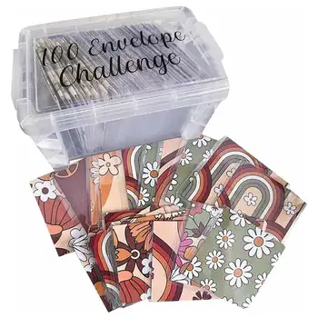 Бумажные конверты для денег Saving Challenge 100 Envelope Challenge для экономии денег Многоразовые конверты для экономии денег для квитанций