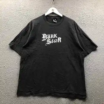 Винтажная футболка Dark Star Мужская XL с коротким рукавом и круглым вырезом Графический черный с длинными рукавами