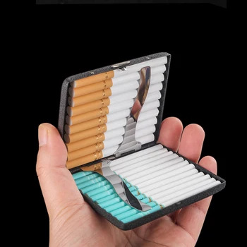  Винтажный металлический держатель портсигара 20 палочек Черная матовая коробка для сигарет Сжимающая влага Табак Сигаретные аксессуары