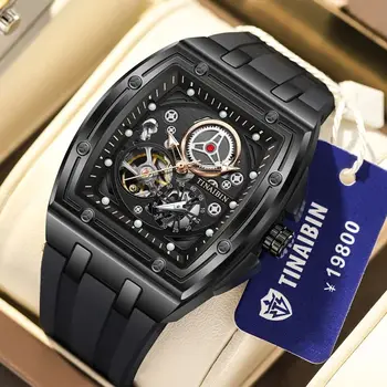 водонепроницаемые мужские часы лучшие часы наручные черные силиконовые ремешки Tonneau Luxury Fashion Sport 316 Steel Top relojes de hombres