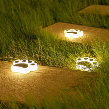 Водонепроницаемый светодиодный пейзаж Милые солнечные фонари в форме лапы Украшения для газона Освещение Скрытая лампа для патио Двор Открытый открытый сад