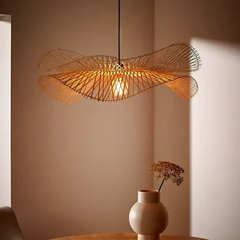 Восточная креативная бамбуковая люстра Современный и минималистичный дизайн Светильник ручной работы для гостиной Гостиничный стол ART Подвесной светильник