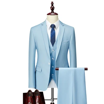  Высококачественный мужской костюм Комплект Блейзеры Бизнес 3 шт. Формальный жилет Брюки Полные пальто 2023 Свадьба Элегантные материалы для обновления