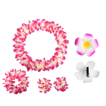 Гавайские леи с заколками для волос, тропический луау лейс цветок лей тематическая вечеринка ожерелье для праздничной свадьбы на пляже день рождения
