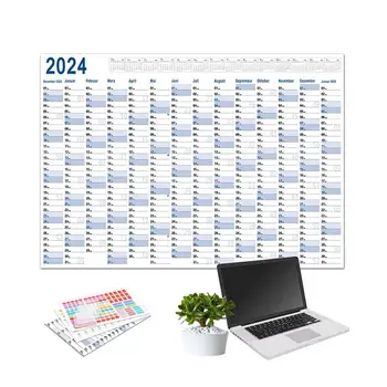 Годовой настенный календарь Годовое круглогодичное расписание 365-дневный большой календарь-плакат с двусторонней наклейкой для школьных учебных