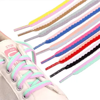  Двухцветные плоские шнурки Классические тканые кроссовки с вырезом Шнурки Color Block Подходит для любой обуви Шнурки для кружева Взрослые дети