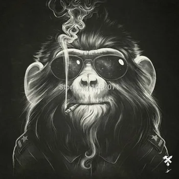 Декоративные картины ручной работы Балк Абстрактная живопись Обезьяна Современные курящие орангутаны Картина на холсте Картины