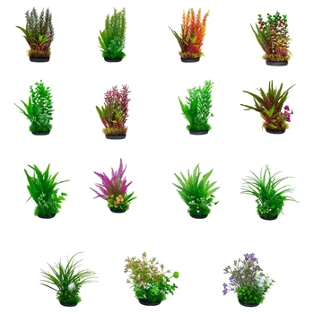 Декоративные растения с искусственными листьями Зеленый декор для TurtleTank Украшения Цветочное растение для завода AquaTerrariums