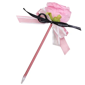 День святого Валентина Роза Бант Шариковая ручка Искусственная роза Цветы Письмо Свадебные Подписные Ручки Розовый