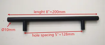  (диаметр 10 мм, длина: 200 мм) 8-дюймовая матовая черная мебельная фурнитура Ручка кухонного шкафа, ручка для барной стойки Т-образные ручки из нержавеющей стали