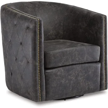 Дизайн Эшли Брентлоу Тафтинговый акцентный вращающийся стул, состаренный черный 8 x 10