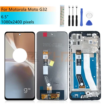  для Motorola Moto G32 ЖК-дисплей Сенсорный экран дигитайзер в сборе с рамкой для запасных частей дисплея Moto G32