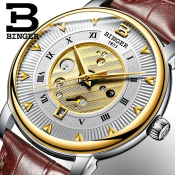 Для мужских часов Швейцария Binger Japan Miyota Skeleton Автоматические механические наручные часы Reloj Hombre Automatico Сапфировое стекло