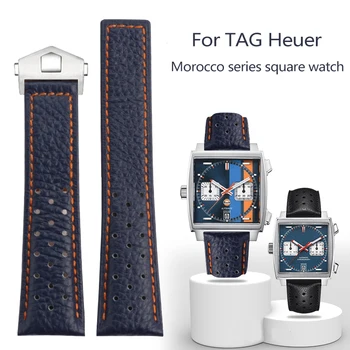 Для ремешков для часов TAG Heuer Monaco CAW211M 211P CAW211R 211T дышащий браслет из натуральной кожи 22 мм мужской складной ремешок с пряжкой