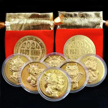 Дракон Монета Памятный Китай Талисман Дракон Позолоченные Монеты Коллекционные предметы Арт Вызов Медаль Новогодние подарки