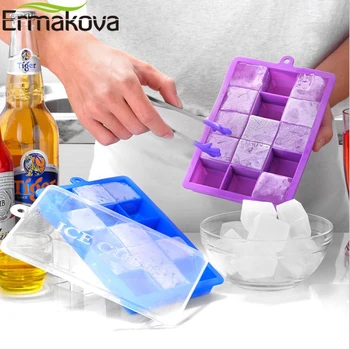 ЕРМАКОВА Силиконовый лоток для кубиков льда с крышкой Легко высвобождающийся квадратный лоток для льда Держатель формы Мороженица Форма для желейного пудинга