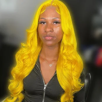 Желтый Прозрачный 13x6 13x4 Кружевной передний парик Body Wave 250 Плотность Remy Парик из натуральных волос Цветной 613 Парики Для Женщин T Part Кружевной Парик