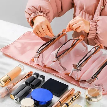 Женская косметичка Элегантная сумка для макияжа из искусственной кожи Дорожный туалет Органайзер для хранения Подвесная сумка Корейская сумка для переноски