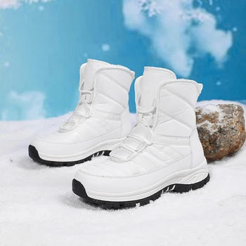 Женщины Большой размер 41 42 Походная обувь Черный Белый На открытом воздухе Кроссовки для ходьбы по снегу Сохраняют тепло Снегоступы с хлопком