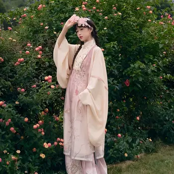 Женщины Ханьфу Платье Китайская династия Тан Традиционная вышивка Ханьфу 3 шт. Набор Косплей Костюм Летнее Платье Ханьфу Для Женщин