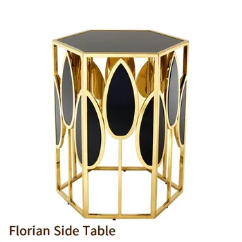 Журнальный столик специальной формы для мебели на заказ Светлый роскошный приставной столик из нержавеющей стали Современный модный угловой стол из закаленного стекла