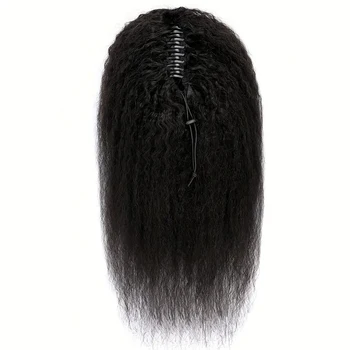  Зажим для когтей Удлинение хвоста Кудрявые прямые заколки для человеческих волос в хвостах Яки Наращивание волос от 10 до 30 дюймов 100% настоящие волосы Реми