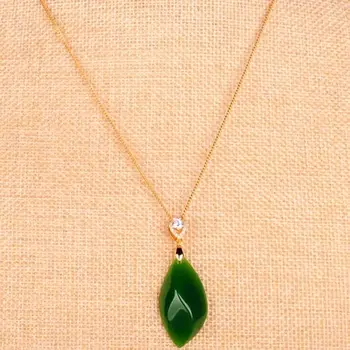 Зеленый нефритовый кулон женский инкрустированный хэтянь нефрит с формой оригинальный камень кулон кулон ожерелье сумка кукурузный свадебный подарок