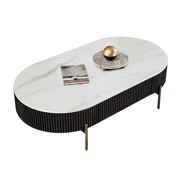 Итальянская гостиная каменный чайный столик бытовой роскошный современный дизайнерский овальный