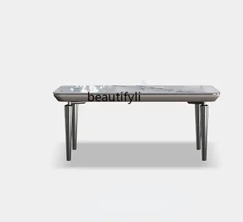 Итальянский минималистичный обеденный стол Light Роскошный прямоугольный обеденный стол Home Каменная плита Обеденный стол Роскошный каменный дом