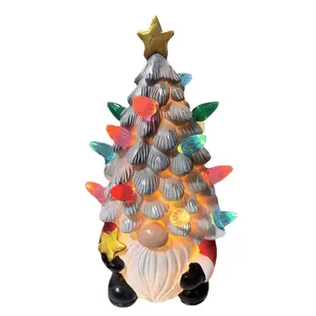 Керамическая рождественская елка гнома Безликий старик Кукла Украшения со светящимися огнями Рудольф Рождественские украшения Милое Рождество